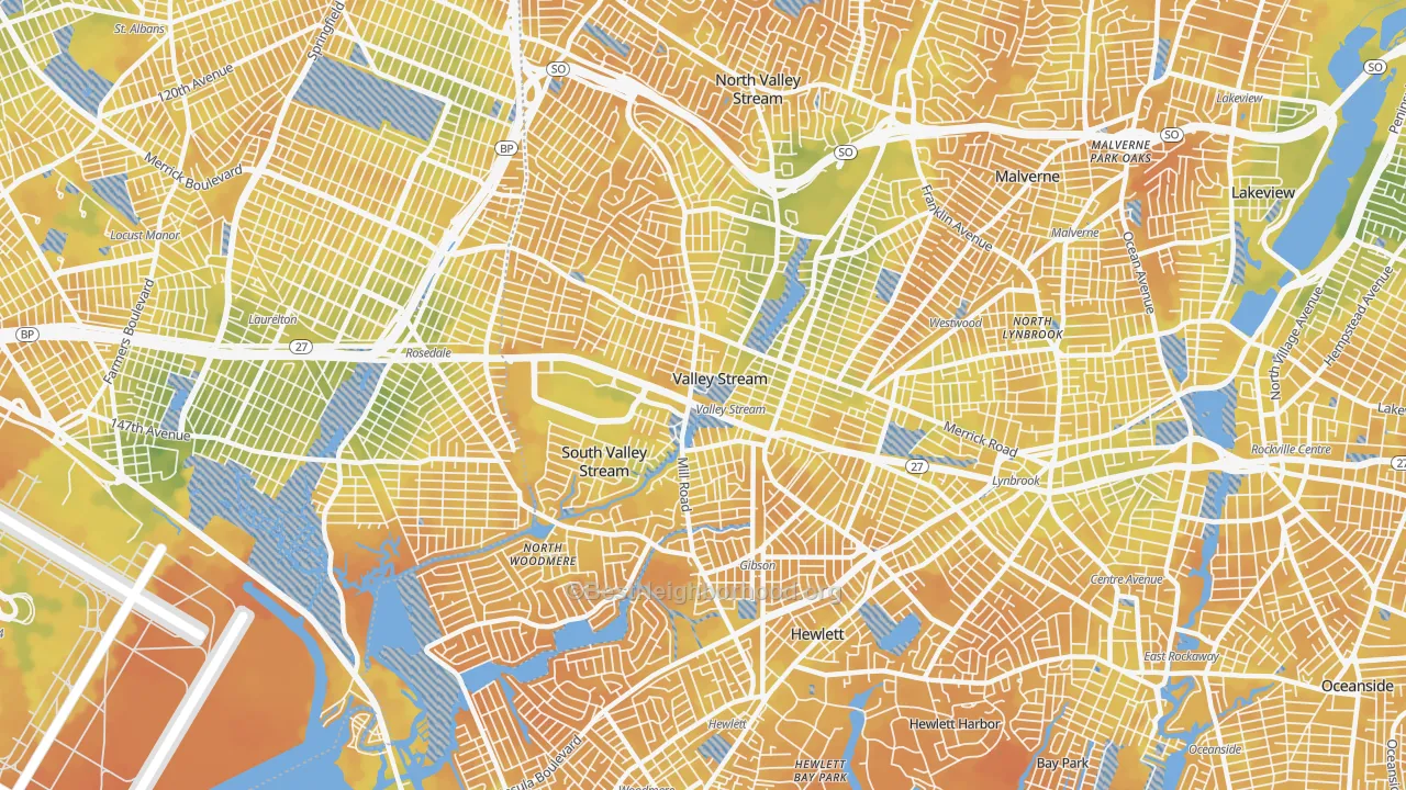 Bike Grade map of Valley Stream, NY