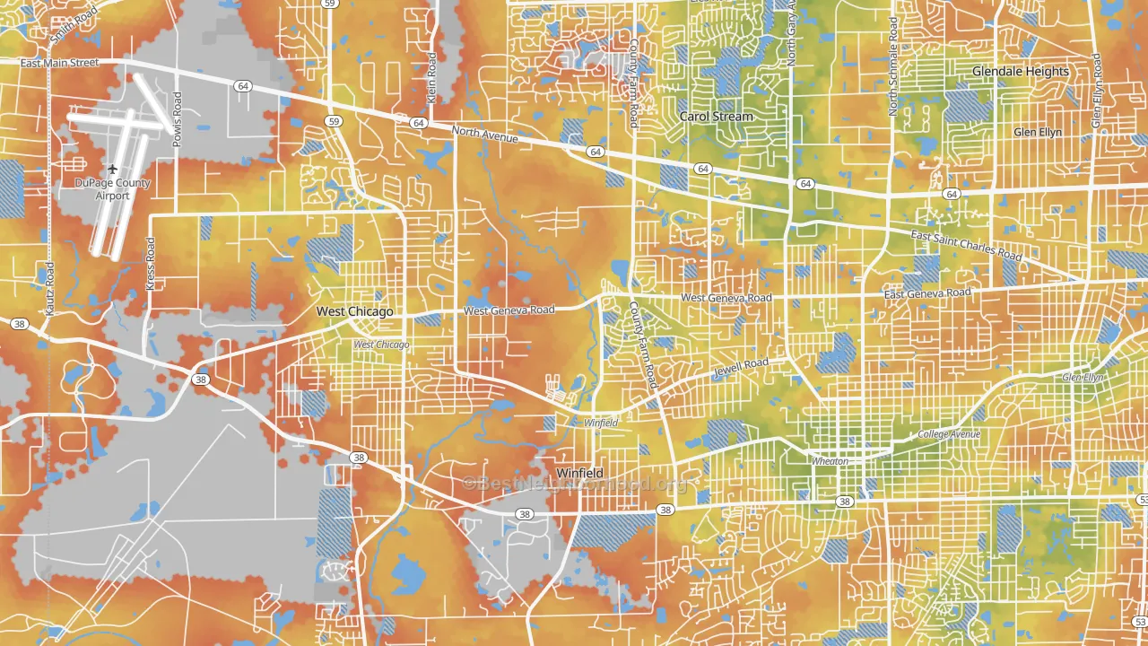 Bike Grade map of Valley View, Glen Ellyn, IL