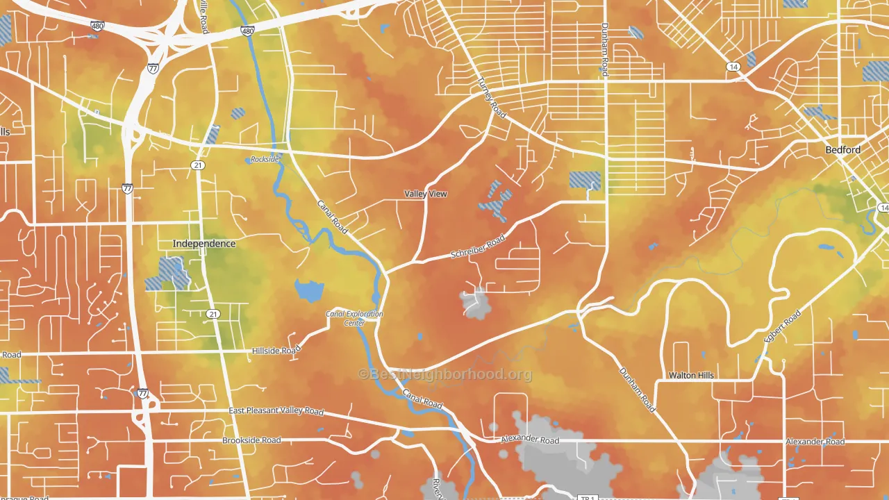 Bike Grade map of Valley View, OH