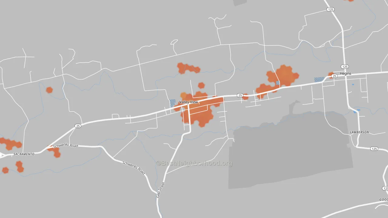 Bike Grade map of Valley View, PA