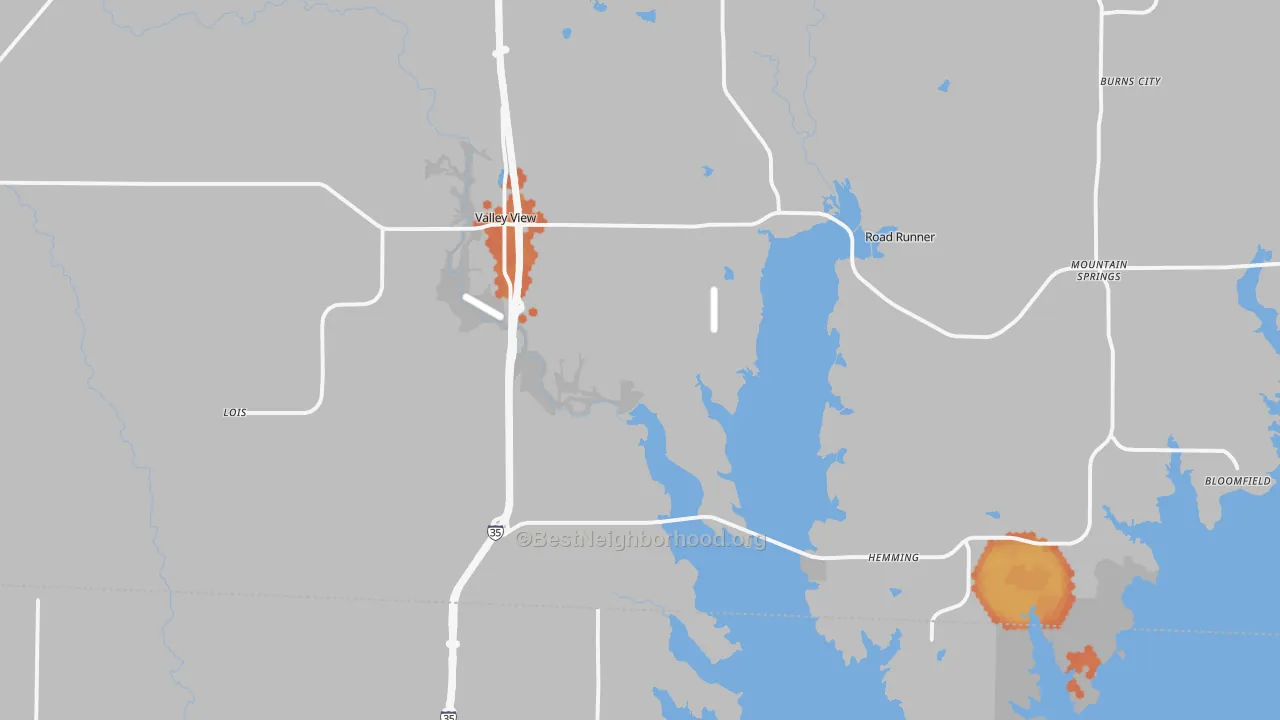 Bike Grade map of Valley View, TX