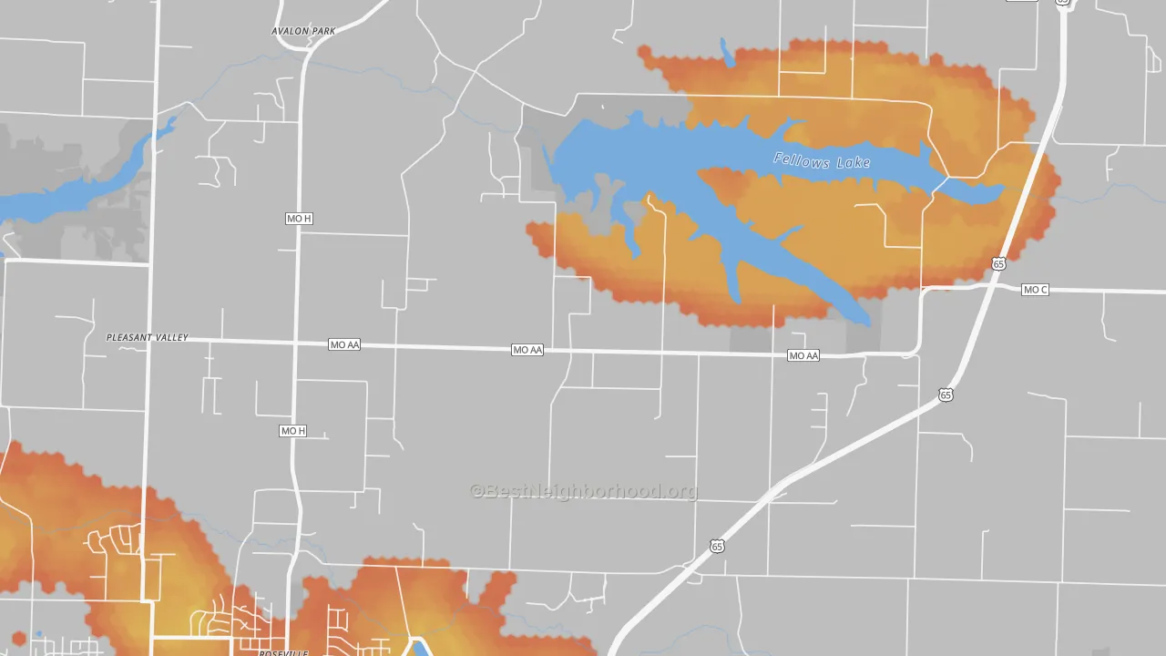 Bike Grade map of Valley Water Mills, MO