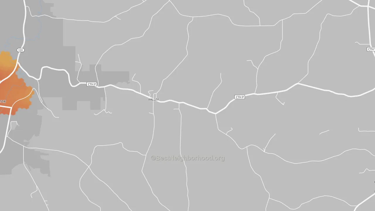 Bike Grade map of Valley, WI