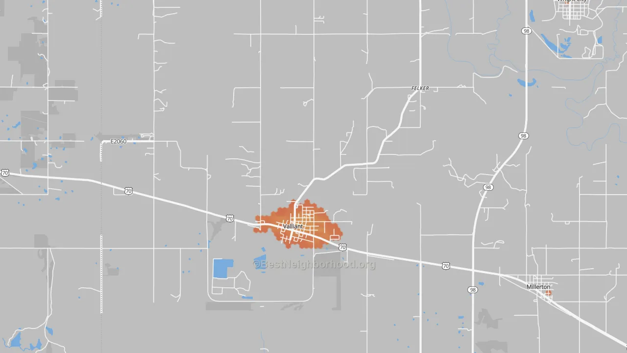 Bike Grade map of Valliant, OK