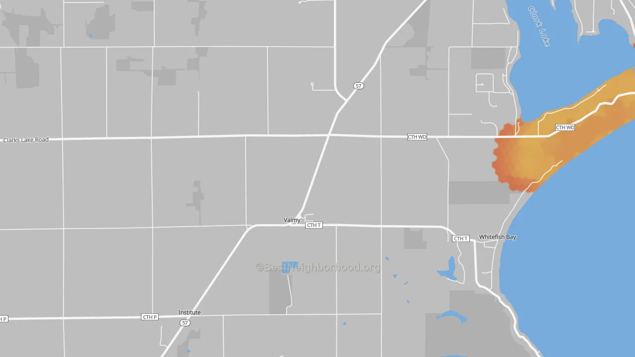 Bike Grade map of Valmy, WI
