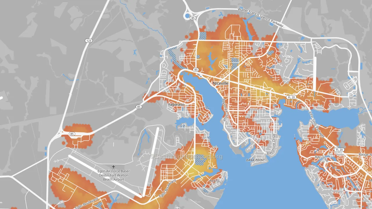 Bike Grade map of Valparaiso, FL