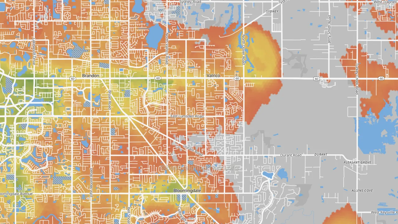 Bike Grade map of Valrico, FL