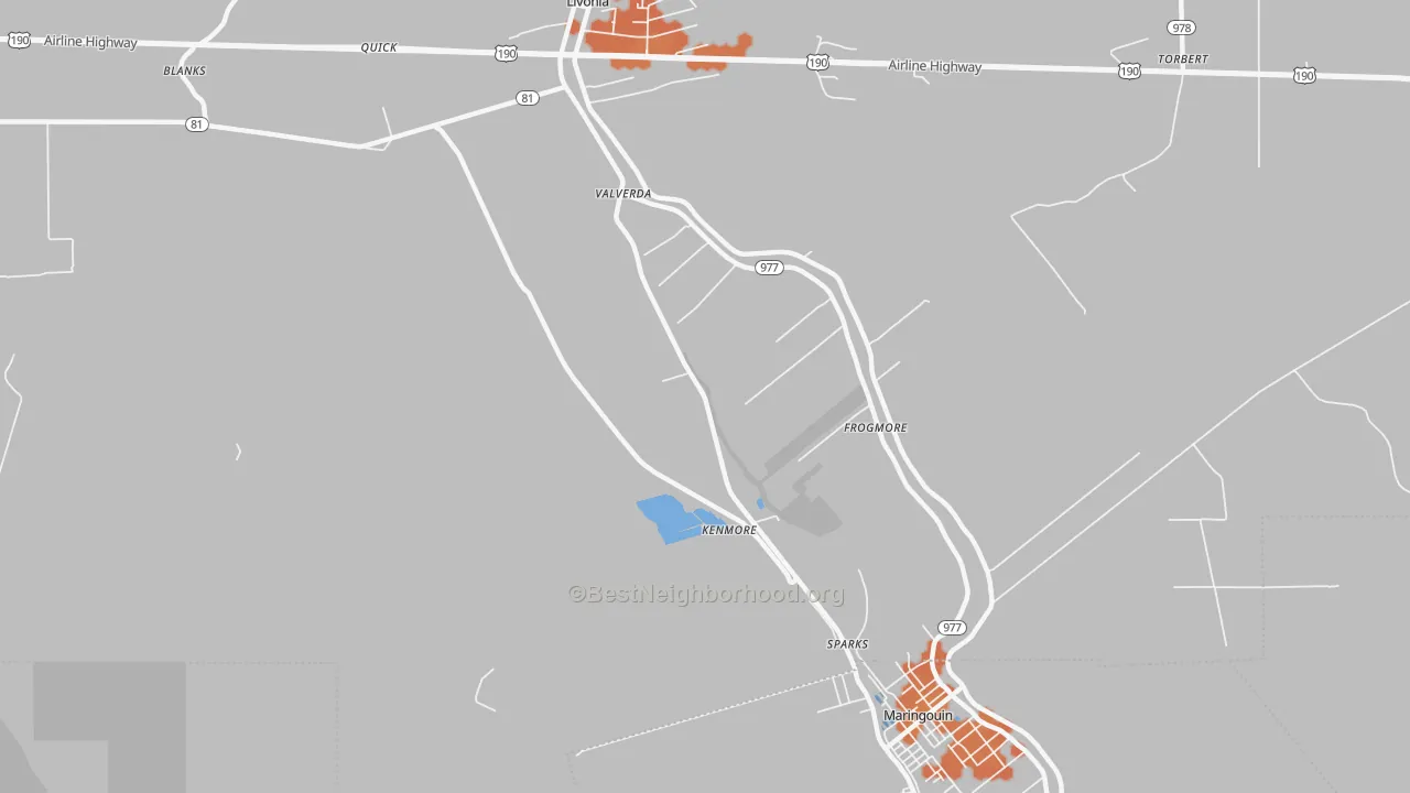 Bike Grade map of Valverda, LA