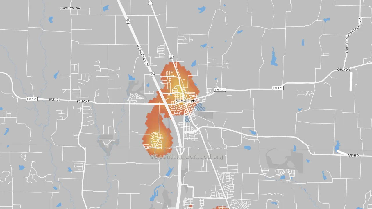 Bike Grade map of Van Alstyne, TX