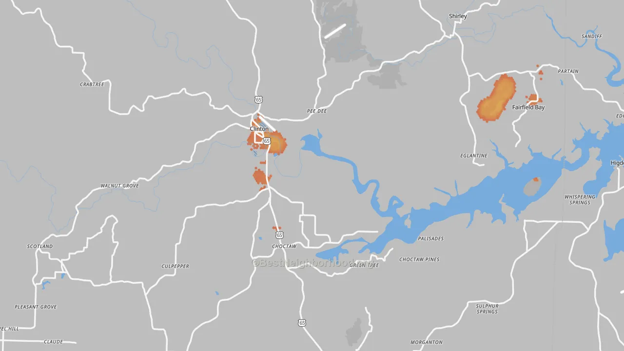 Bike Grade map of Van Buren County, AR