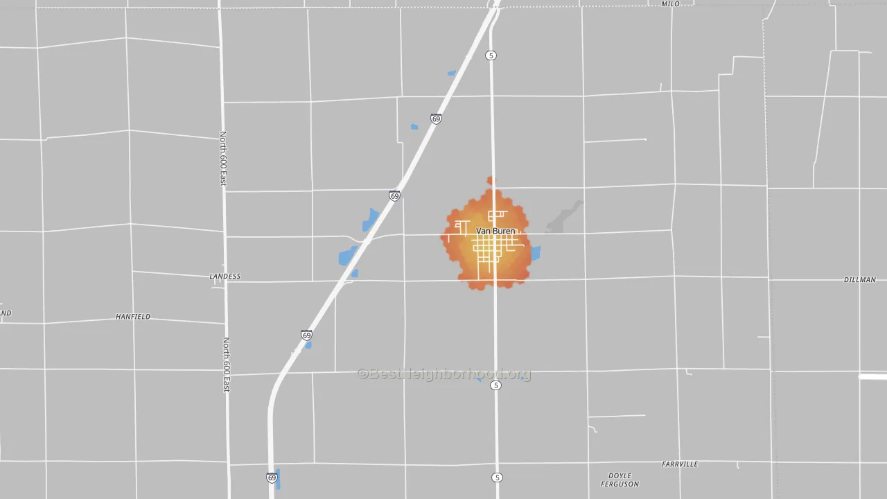 Bike Grade map of Van Buren, IN