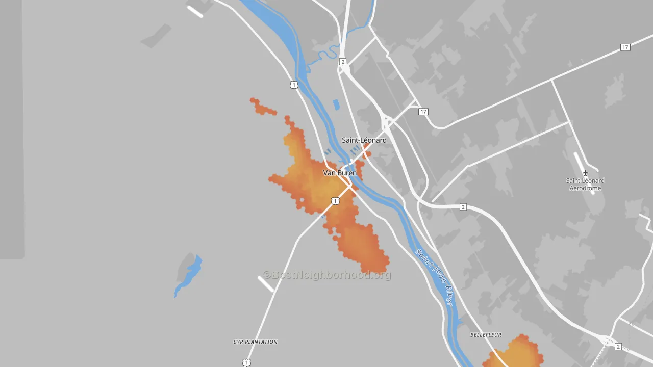 Bike Grade map of Van Buren, ME