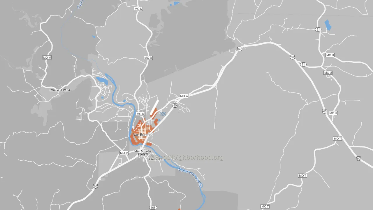 Bike Grade map of Van Buren, MO