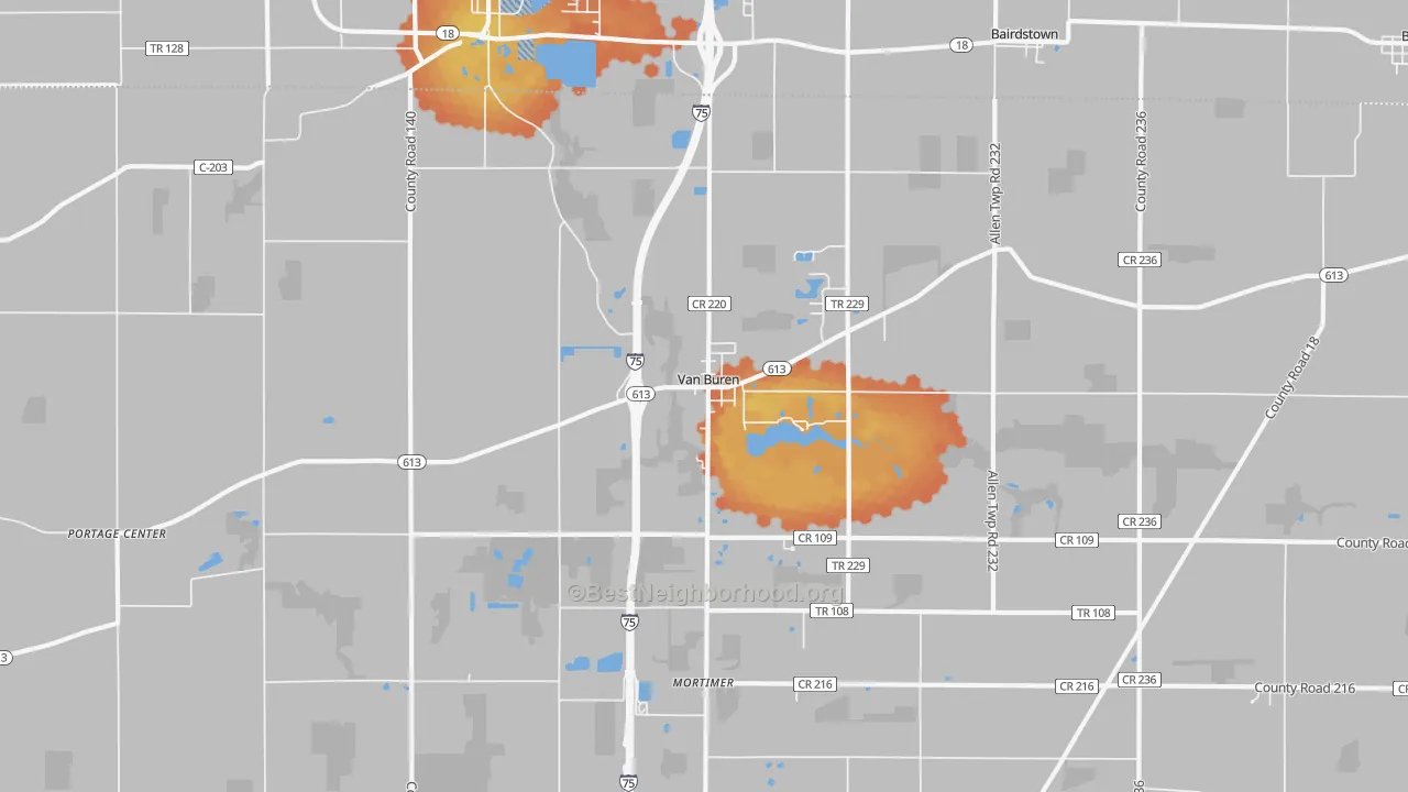 Bike Grade map of Van Buren, OH