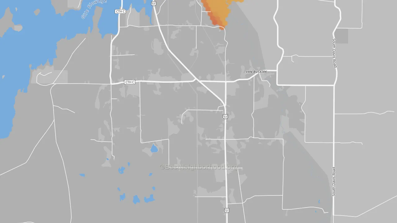 Bike Grade map of Van Buskirk, WI