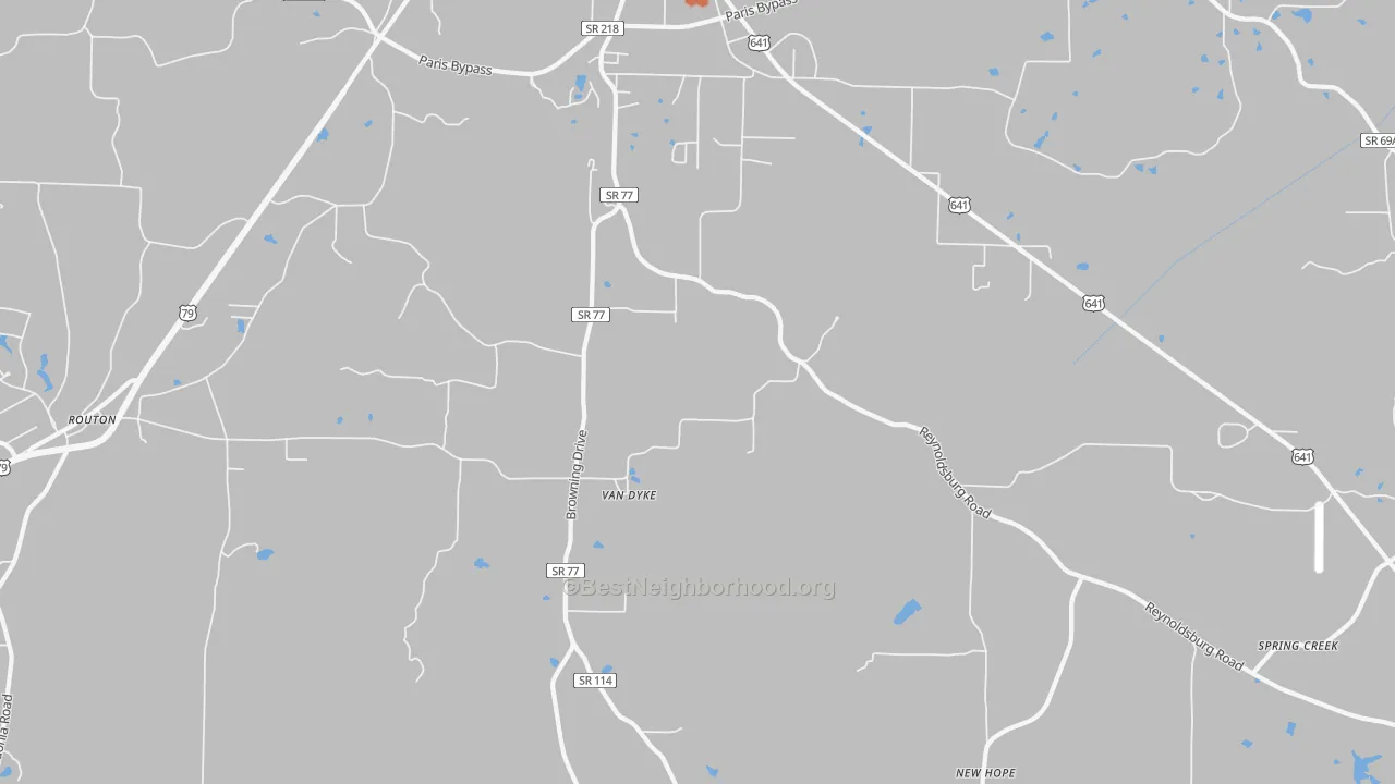 Bike Grade map of Van Dyke, TN