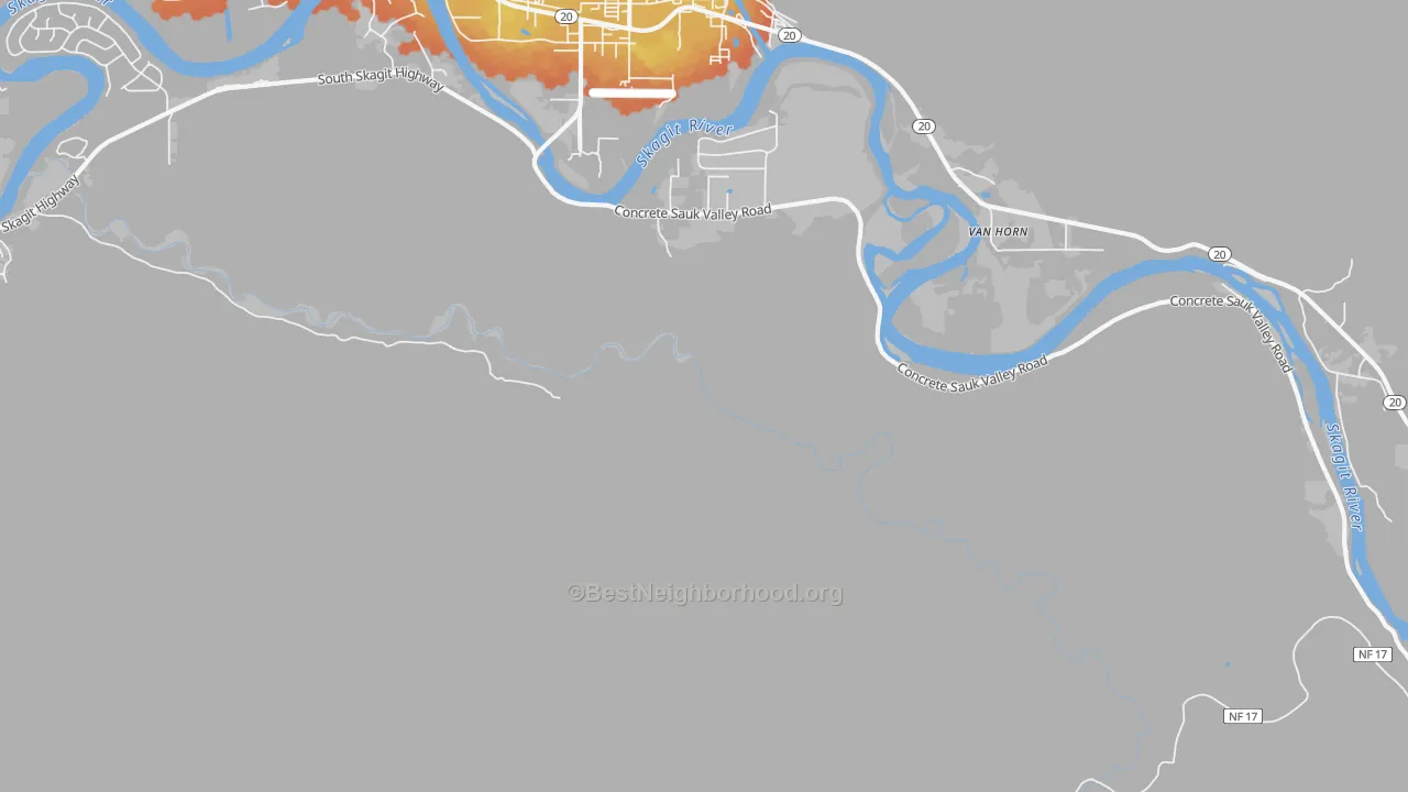 Bike Grade map of Van Horn, WA