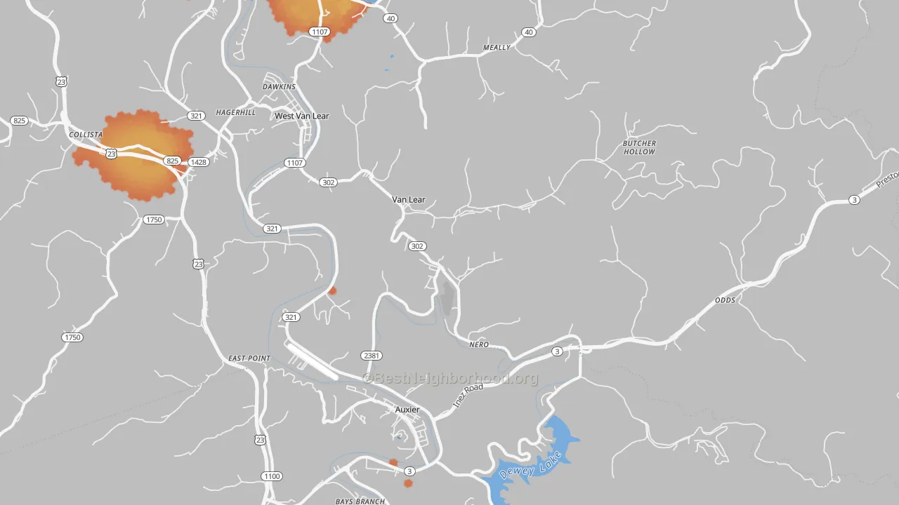 Bike Grade map of Van Lear, KY