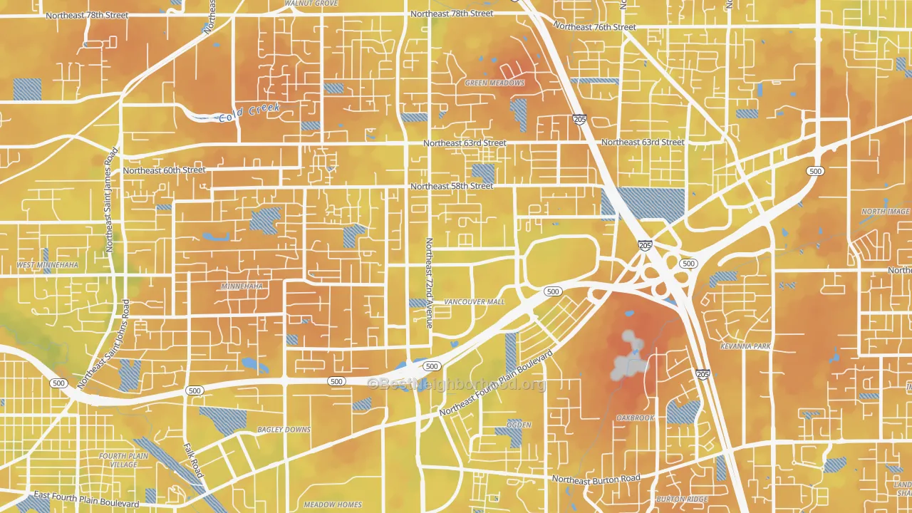 Bike Grade map of Van Mall, Vancouver, WA