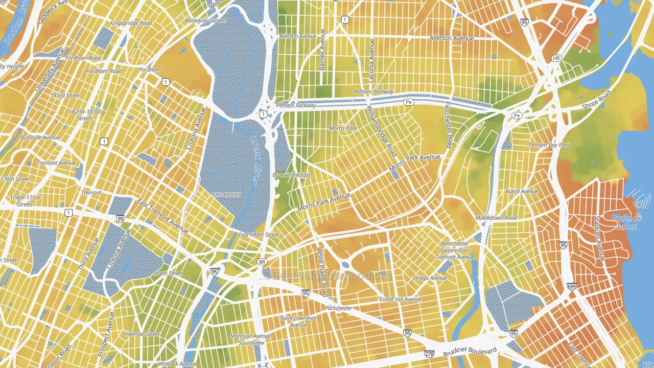 Bike Grade map of Van Nest, Bronx, NY