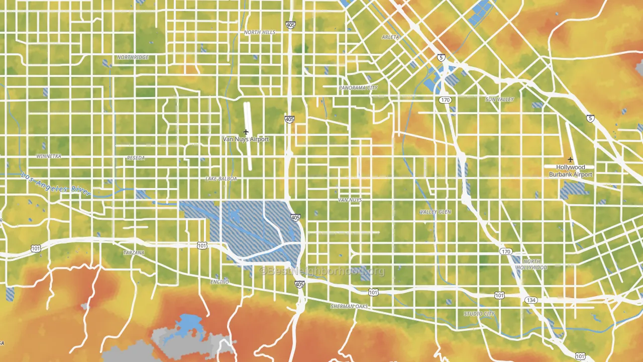 Bike Grade map of Van Nuys, CA