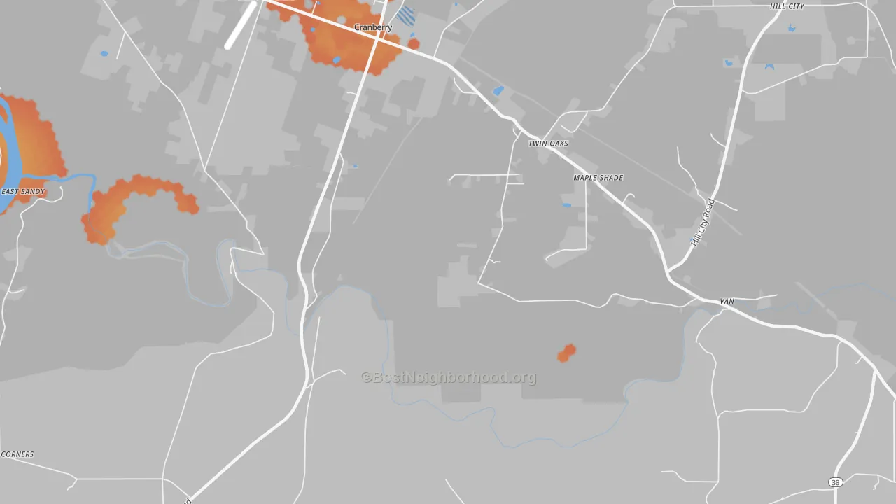 Bike Grade map of Van, PA