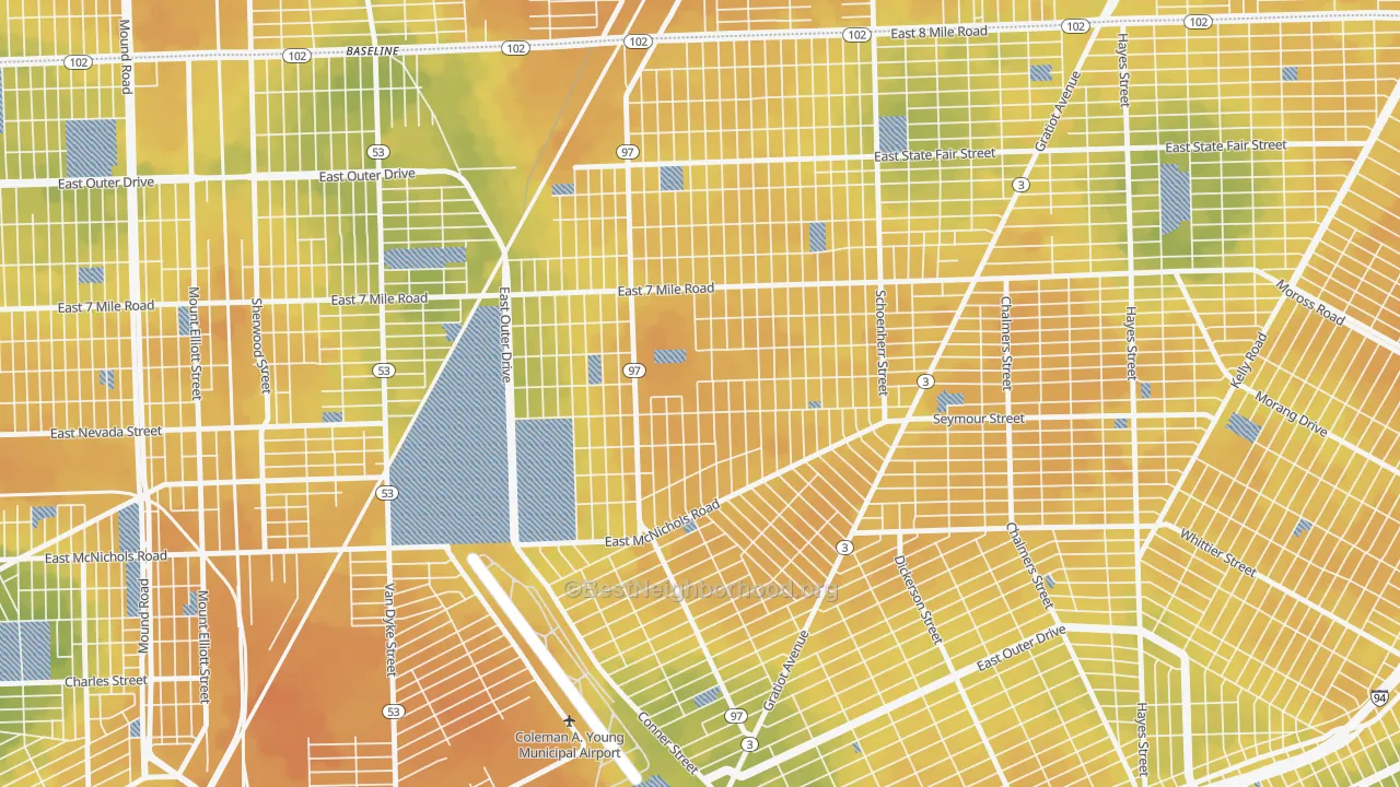 Bike Grade map of Van Steuban, Detroit, MI