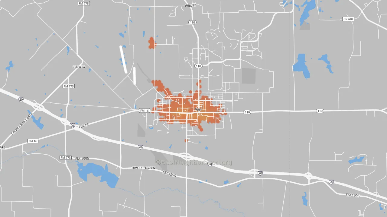 Bike Grade map of Van, TX