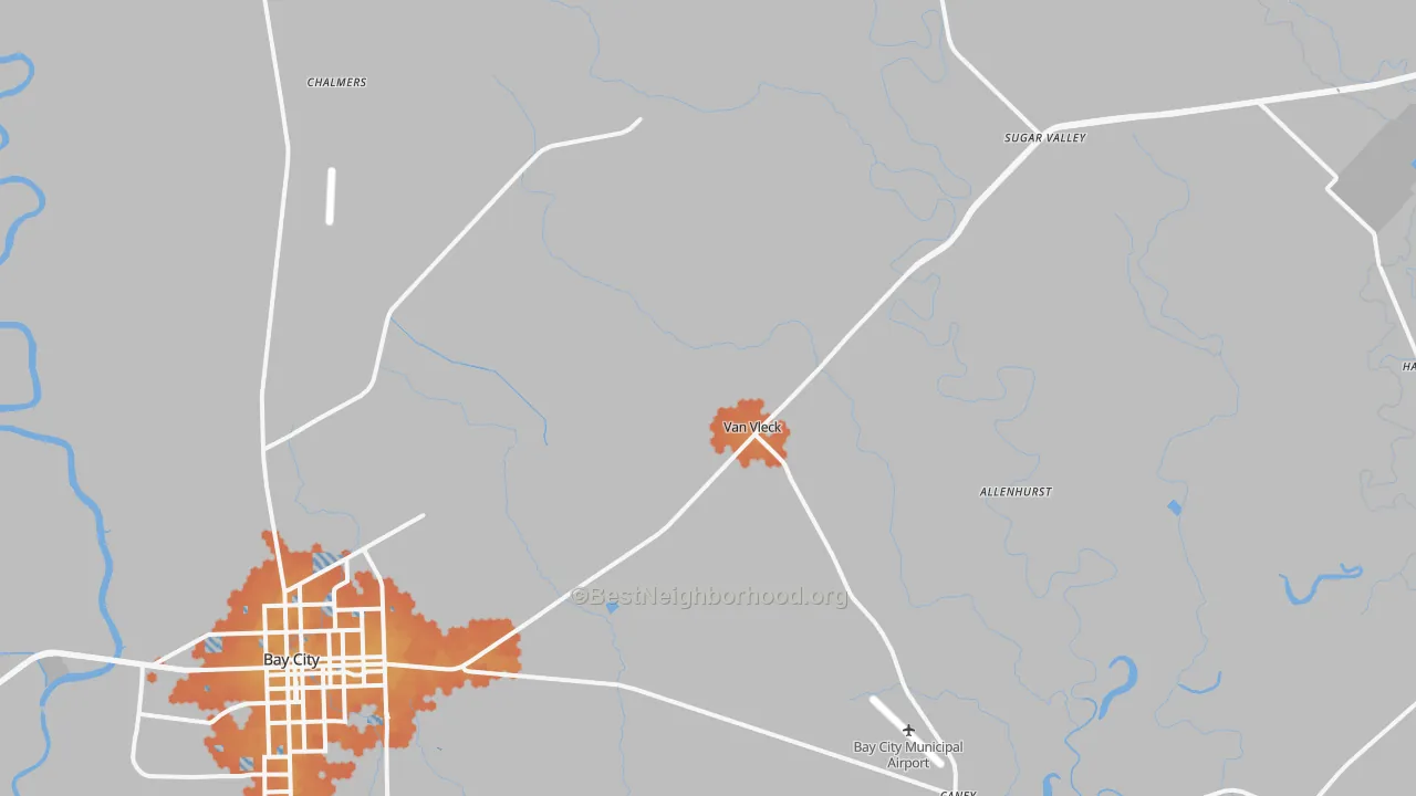 Bike Grade map of Van Vleck, TX