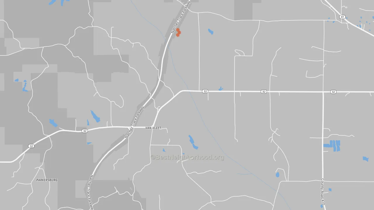 Bike Grade map of Van Vleet, MS