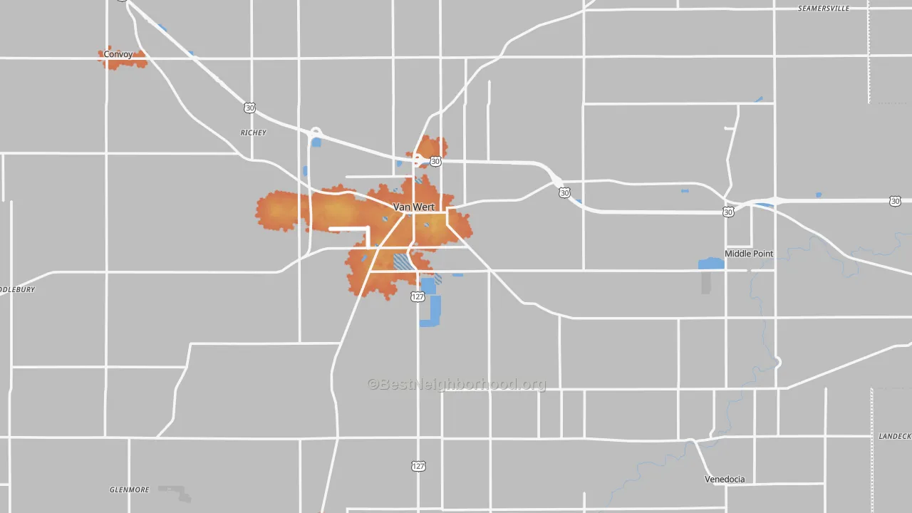 Bike Grade map of Van Wert County, OH