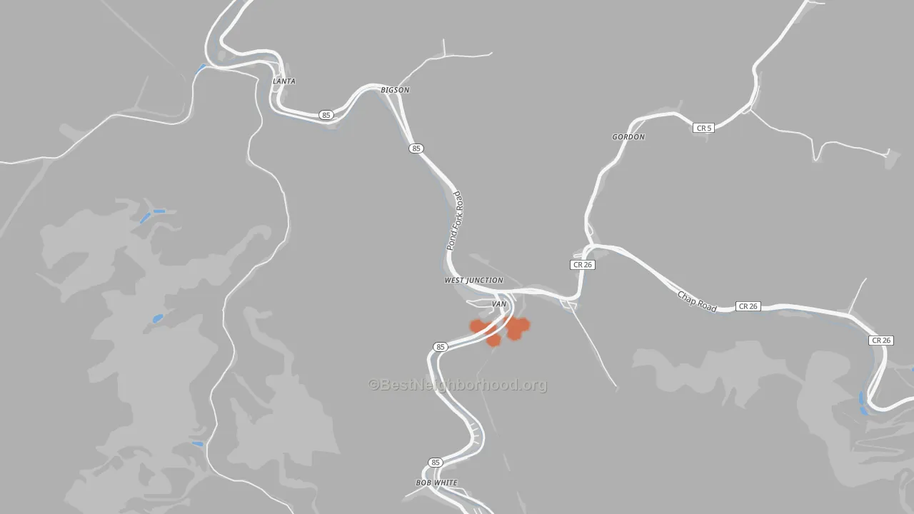 Bike Grade map of Van, WV