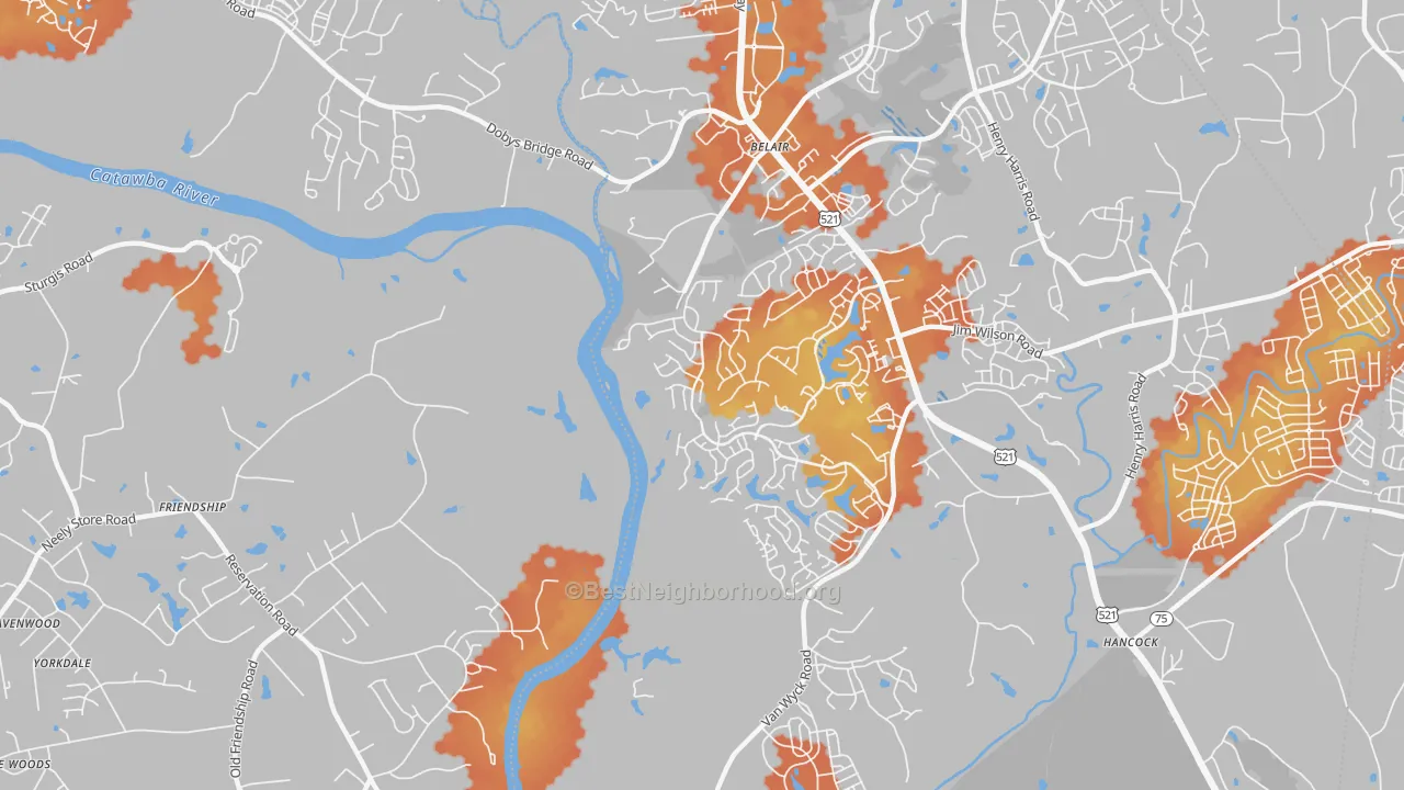 Bike Grade map of Van Wyck, SC