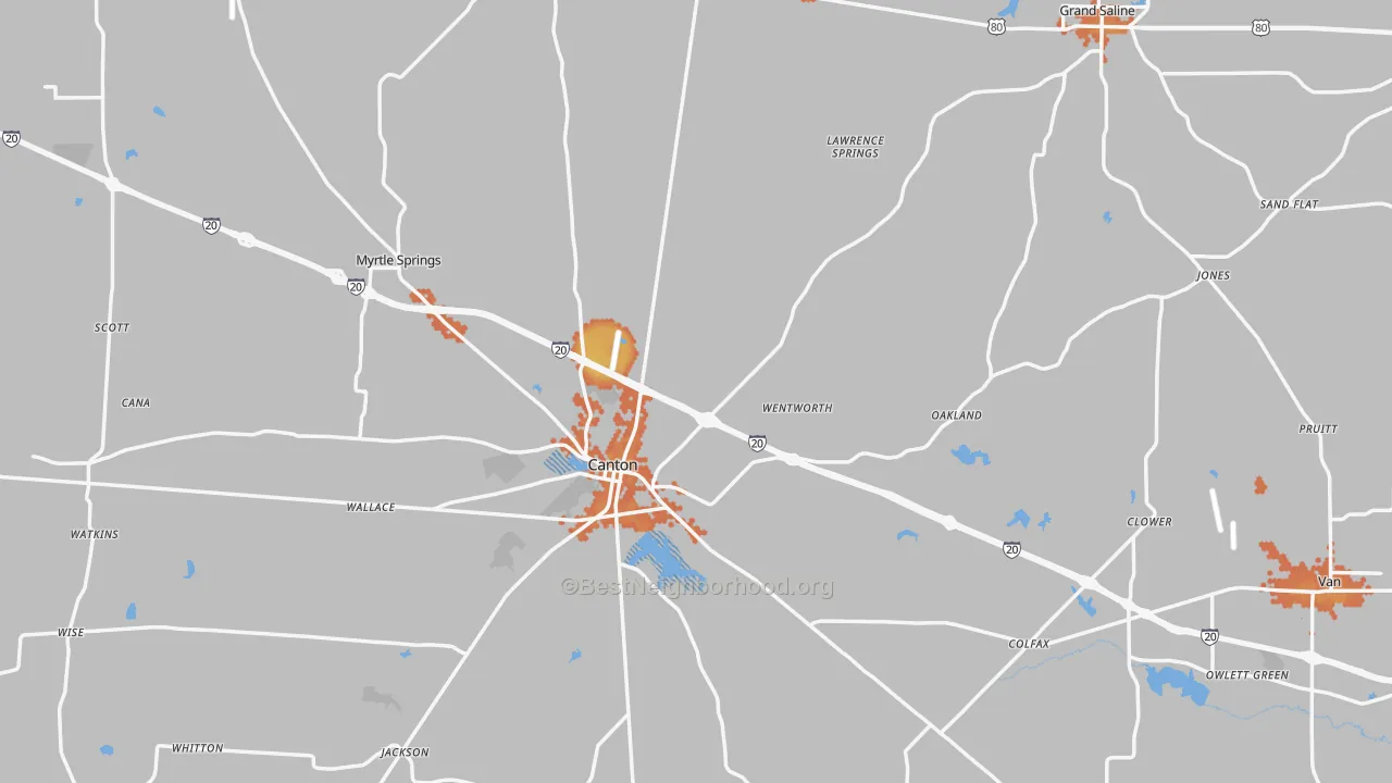 Bike Grade map of Van Zandt County, TX