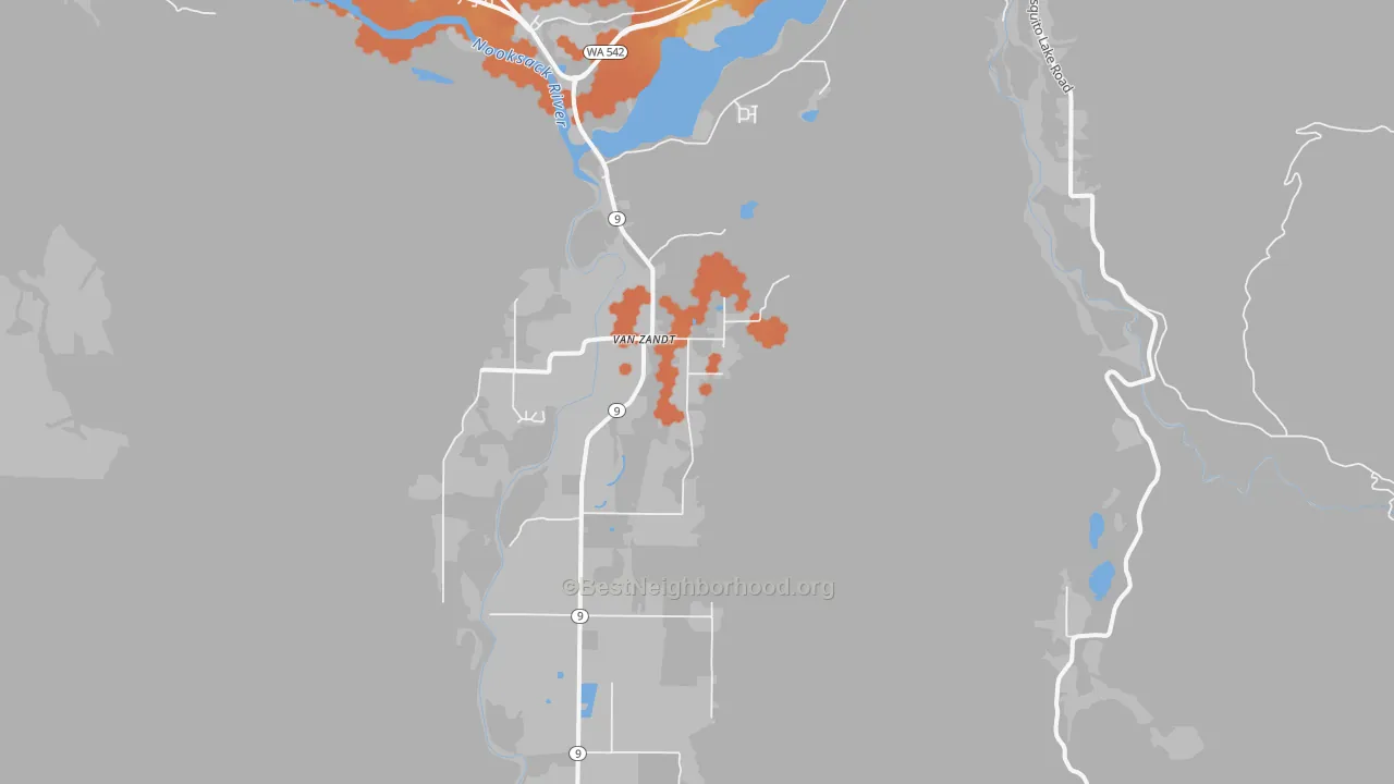 Bike Grade map of Van Zandt, WA