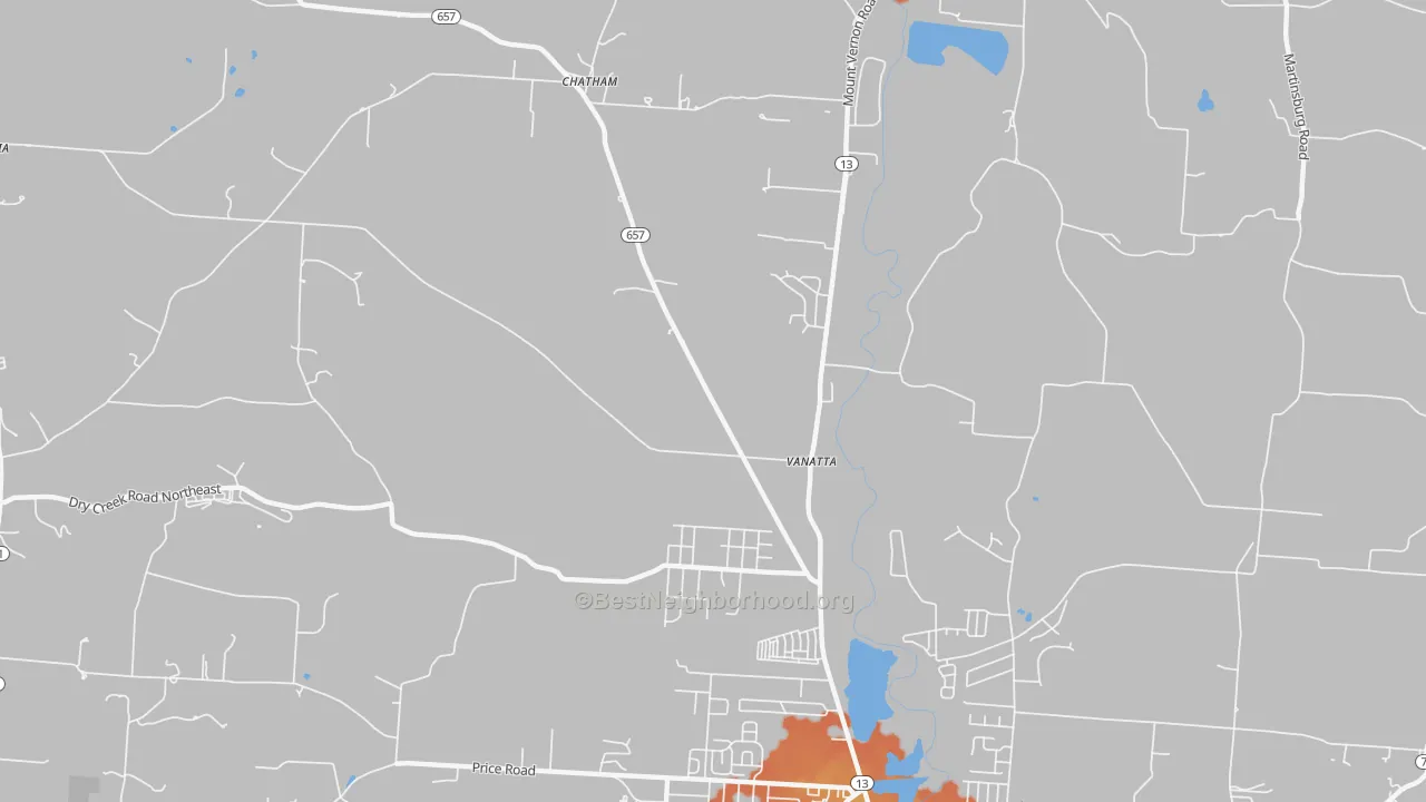 Bike Grade map of Vanatta, OH