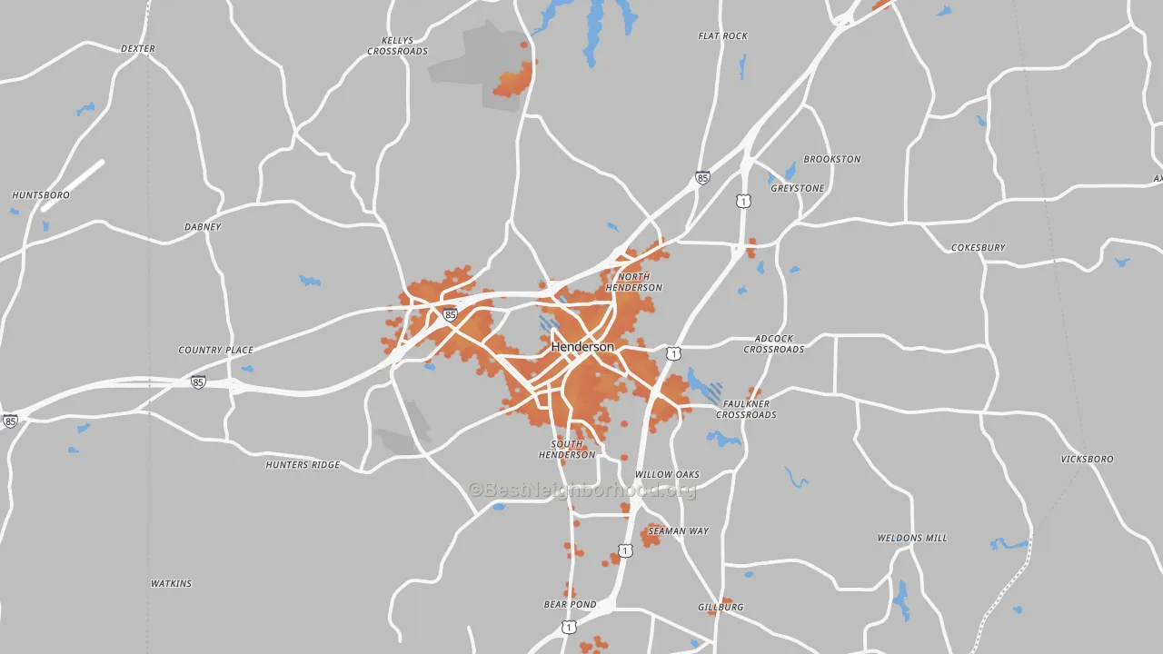 Bike Grade map of Vance County, NC