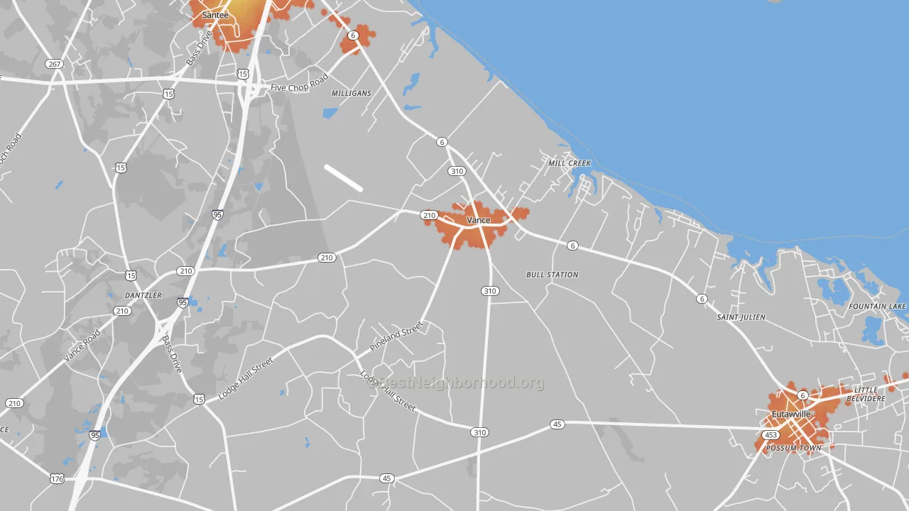 Bike Grade map of Vance, SC