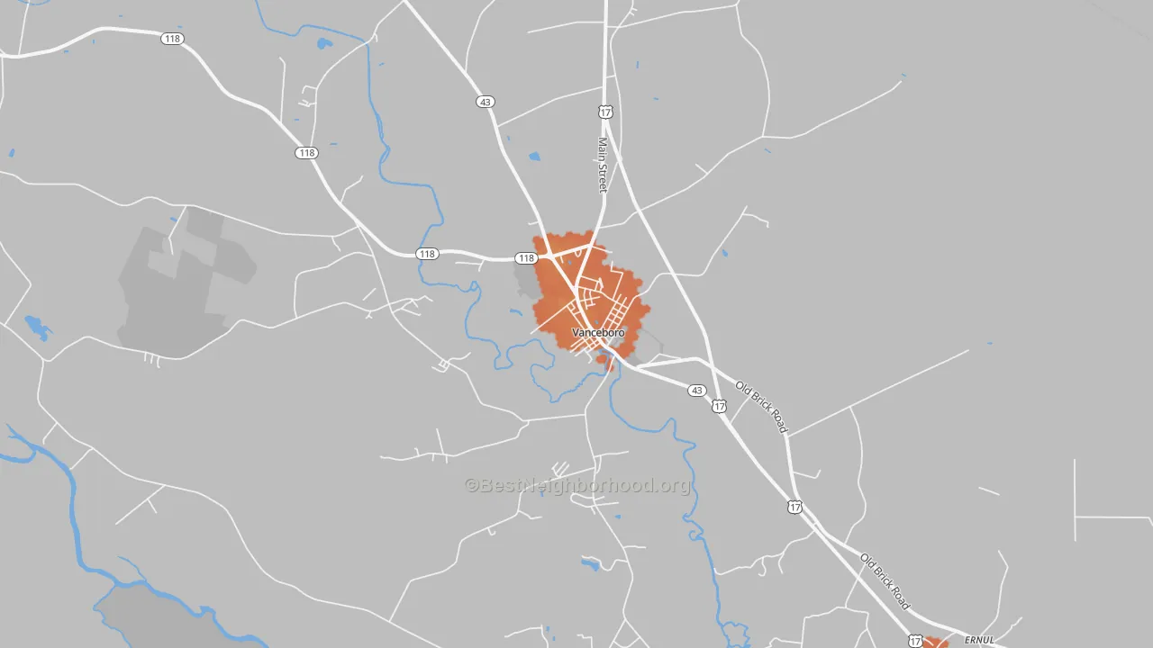 Bike Grade map of Vanceboro, NC