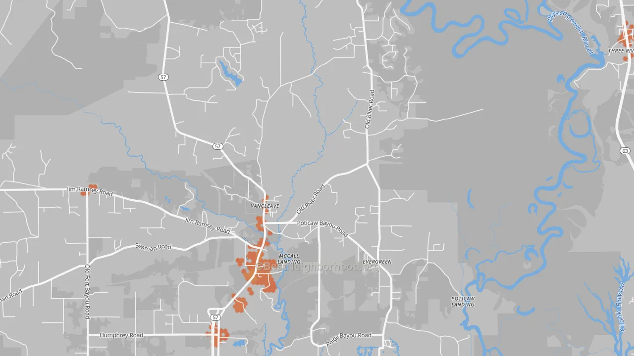 Bike Grade map of Vancleave, MS