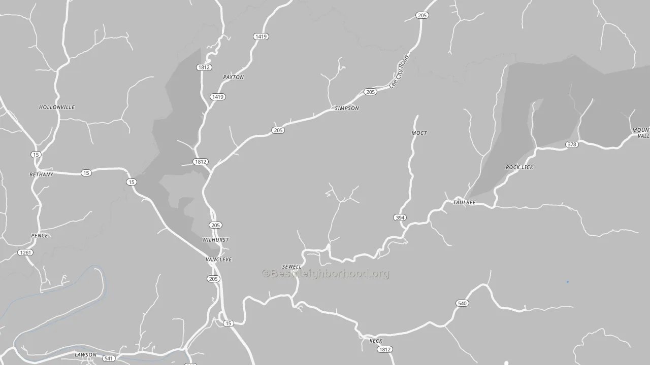 Bike Grade map of Vancleve, KY