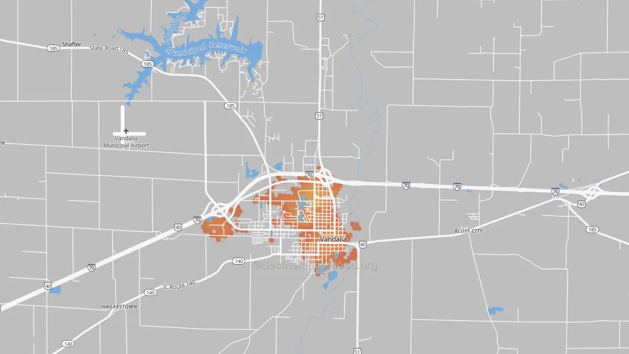 Bike Grade map of Vandalia, IL