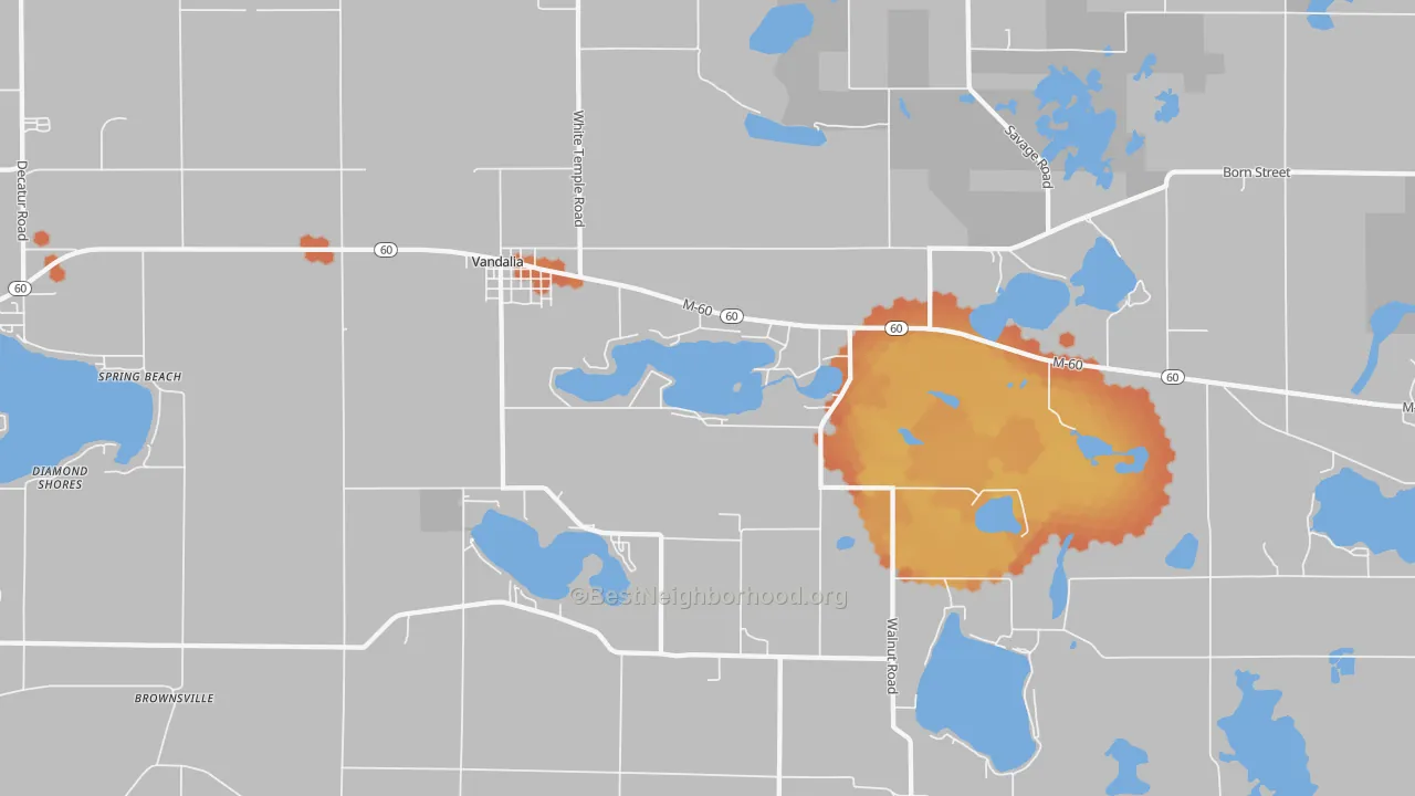 Bike Grade map of Vandalia, MI