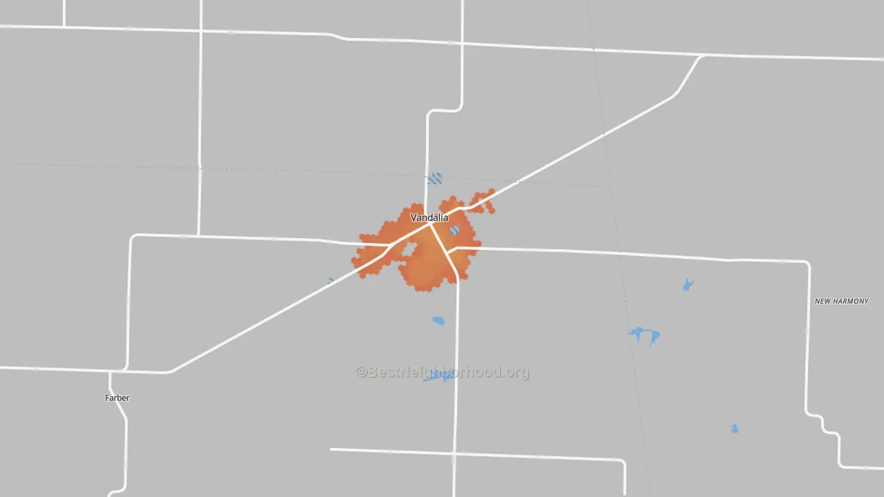 Bike Grade map of Vandalia, MO