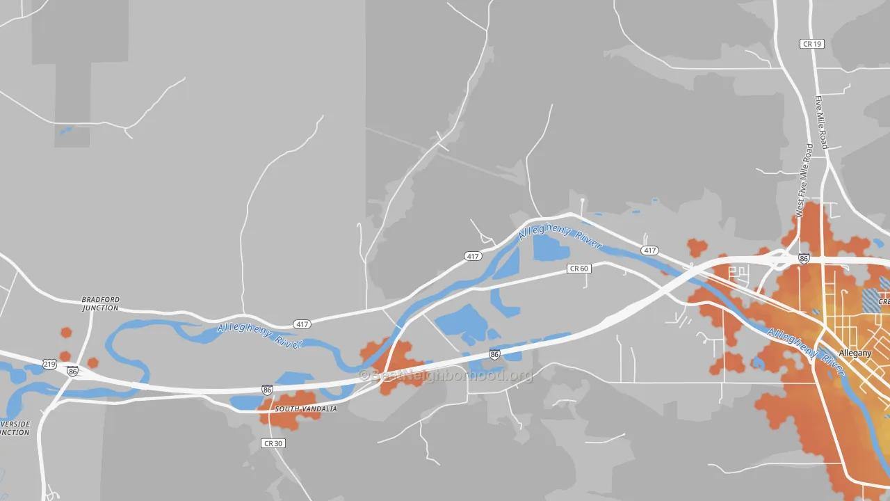 Bike Grade map of Vandalia, NY