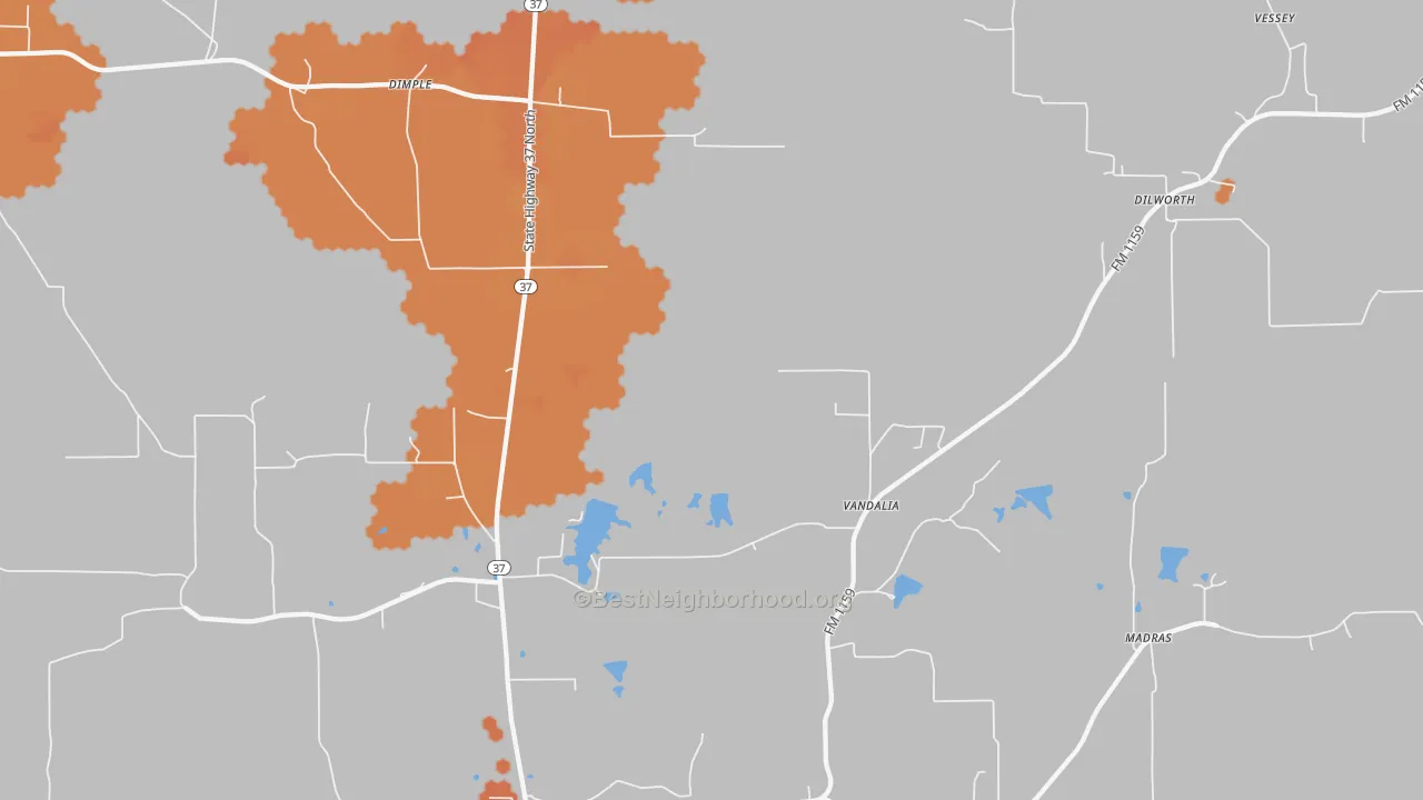 Bike Grade map of Vandalia, TX