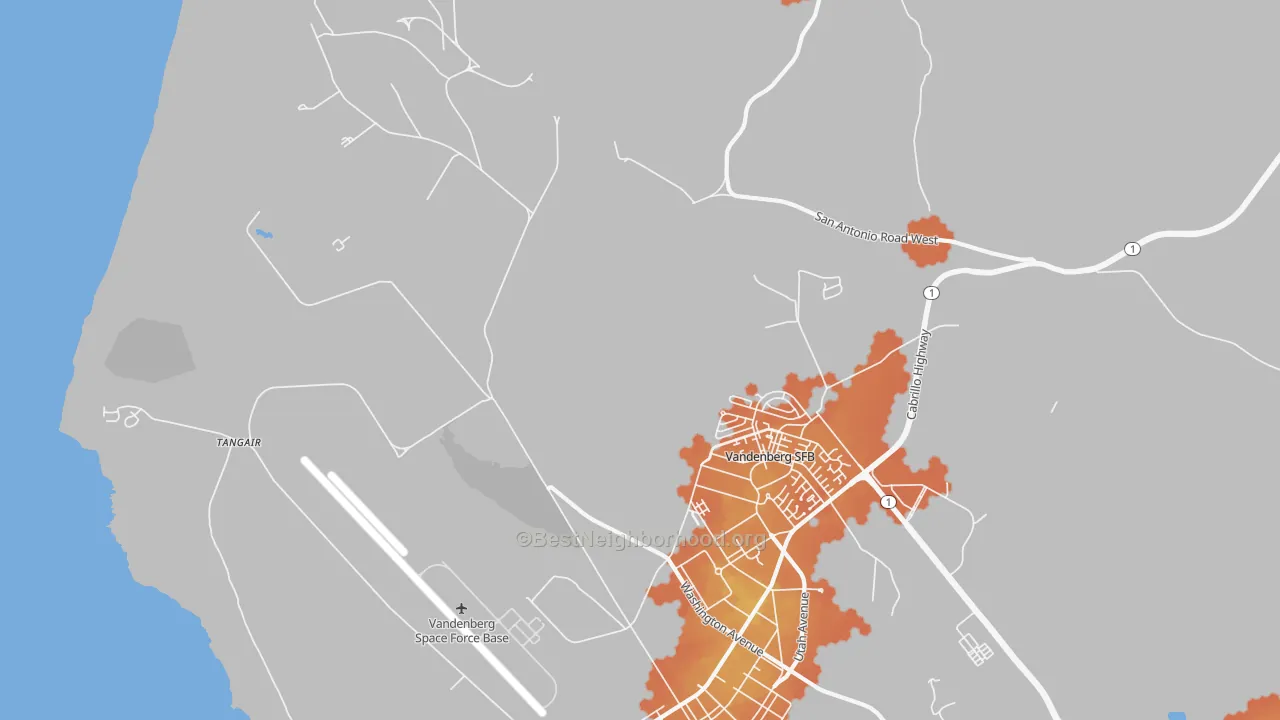 Bike Grade map of Vandenberg Air Force Base, CA