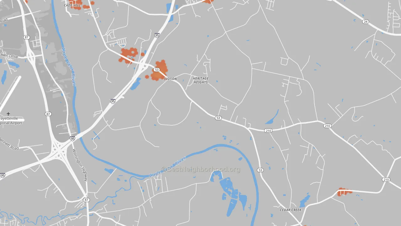Bike Grade map of Vander, NC