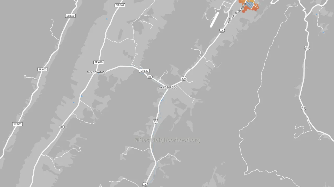 Bike Grade map of Vanderpool, VA