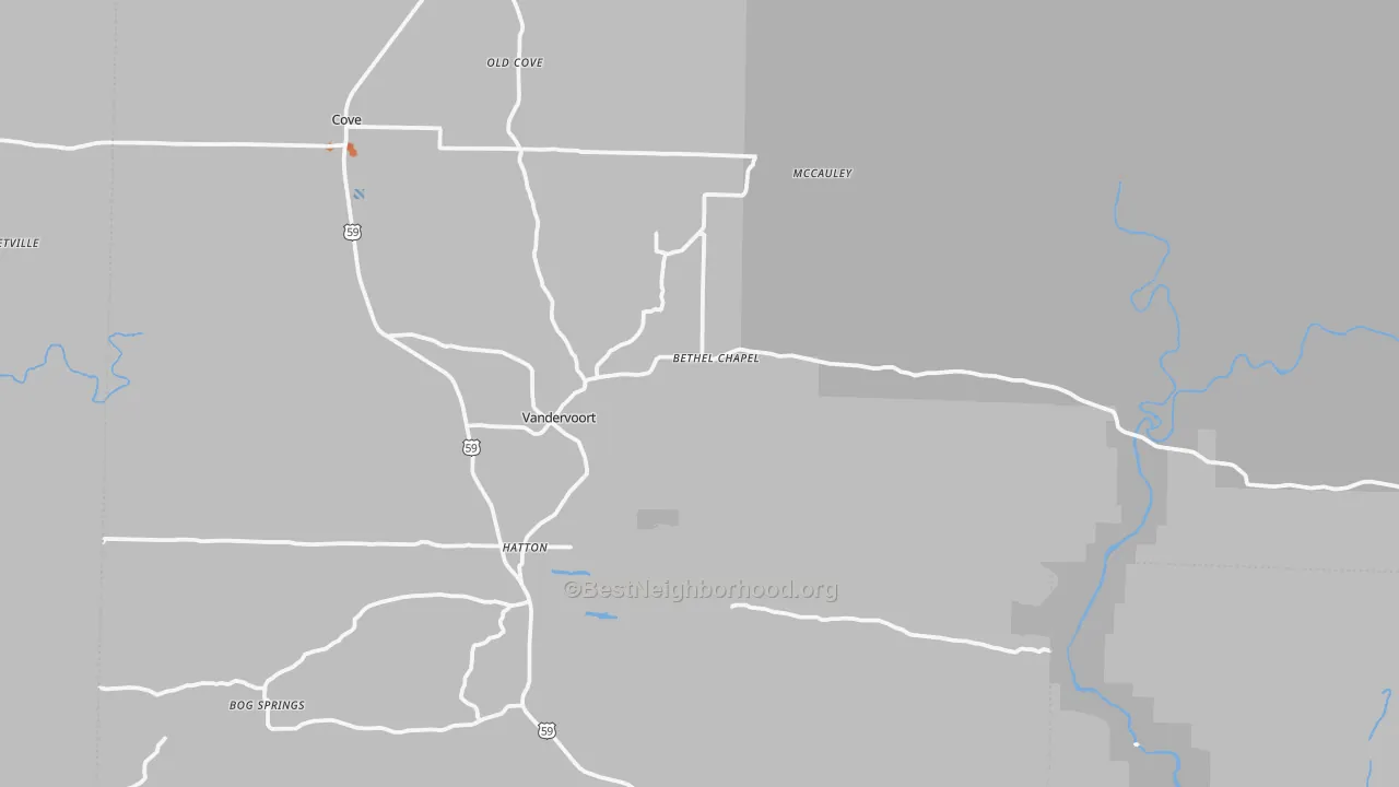 Bike Grade map of Vandervoort, AR